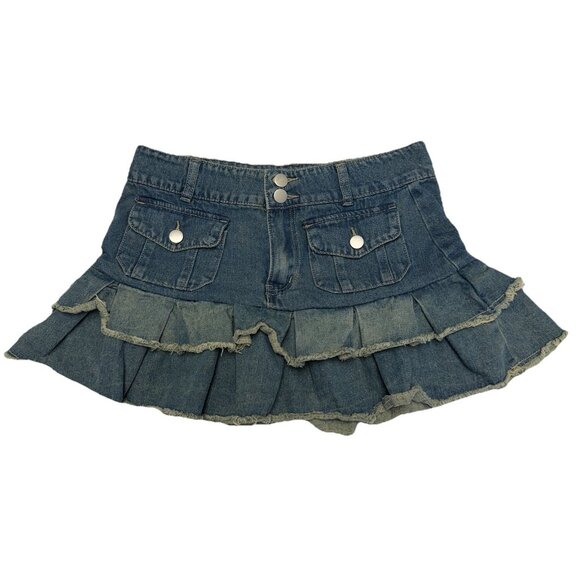 Social Collision Denim Ruffled Mini Skirt Medium Hot Topic - Picture 1 of 7